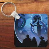 レトロ宇宙旅行ポスター – Jupiter's Moon Europa. キーホルダー (正面)