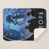 レトロ宇宙旅行ポスター – Jupiter's Moon Europa. シェルパブランケット (正面(横))