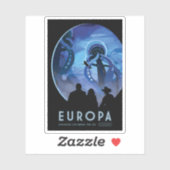 レトロ宇宙旅行ポスター – Jupiter's Moon Europa. シール (シート)