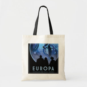 レトロ宇宙旅行ポスター – Jupiter's Moon Europa. トートバッグ