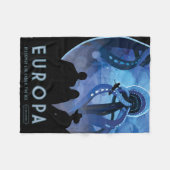 レトロ宇宙旅行ポスター – Jupiter's Moon Europa. フリースブランケット (正面(横))