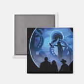 レトロ宇宙旅行ポスター – Jupiter's Moon Europa. マグネット (正面/裏面)