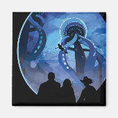 レトロ宇宙旅行ポスター – Jupiter's Moon Europa. マグネット (正面)