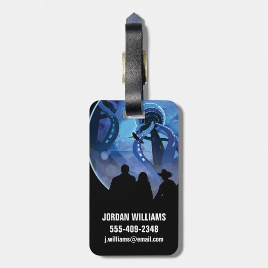 レトロ宇宙旅行ポスター – Jupiter's Moon Europa. ラゲッジタグ (裏面縦)