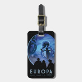 レトロ宇宙旅行ポスター – Jupiter's Moon Europa. ラゲッジタグ (正面縦)