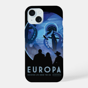 レトロ宇宙旅行ポスター – Jupiter's Moon Europa. iPhone 15ケース