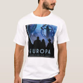 レトロ宇宙旅行ポスター – Jupiter's Moon Europa. Tシャツ (正面)