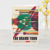 レトロ宇宙旅行ポスタ太陽のー – システムグランドツアー カード (黄色い花)