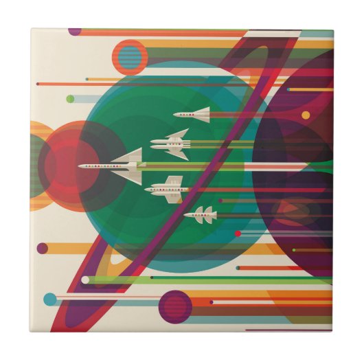 レトロ宇宙旅行ポスタ太陽のー – システムグランドツアー タイル (正面)