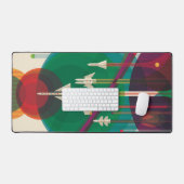 レトロ宇宙旅行ポスタ太陽のー – システムグランドツアー デスクマット (キーボード&マウス)