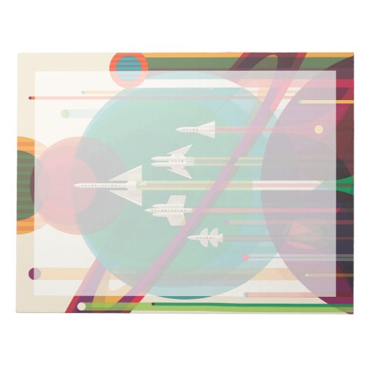 レトロ宇宙旅行ポスタ太陽のー – システムグランドツアー ノートパッド (正面)