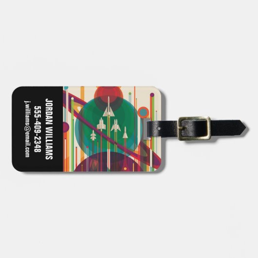 レトロ宇宙旅行ポスタ太陽のー – システムグランドツアー ラゲッジタグ (正面横)