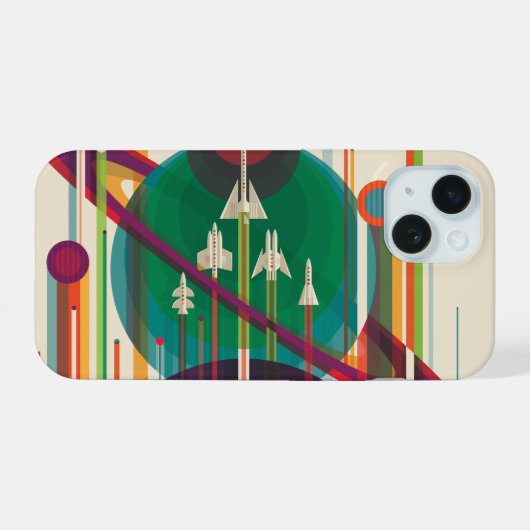 レトロ宇宙旅行ポスタ太陽のー – システムグランドツアー iPhone 15ケース (裏面横)