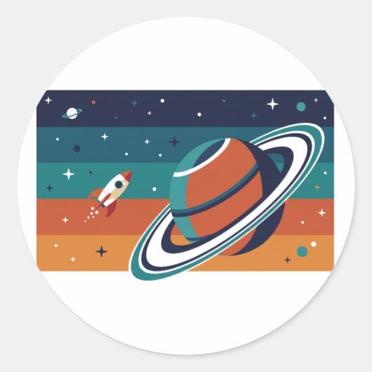 レトロ宇宙旅行 ラウンドシール (正面)