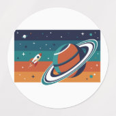 レトロ宇宙旅行 ラベル (デザイン1)