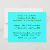 レトロ宇宙時代の太陽バーストとターコイズ招待状 招待状 (裏面)