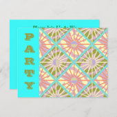 レトロ宇宙時代の太陽バーストとターコイズ招待状 招待状 (正面/裏面)