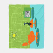 レトロ宇宙時代子猫フリースブランケット フリースブランケット (正面)