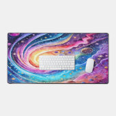 レトロ宇宙水色外空間デザイン デスクマット (キーボード&マウス)