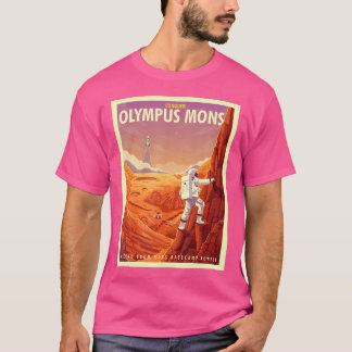 レトロ宇宙観光火星オリンパスモンズマウンテンcli tシャツ