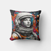 レトロ宇宙飛行士ガール装飾用クッション- Dream Beyond! クッション (正面)