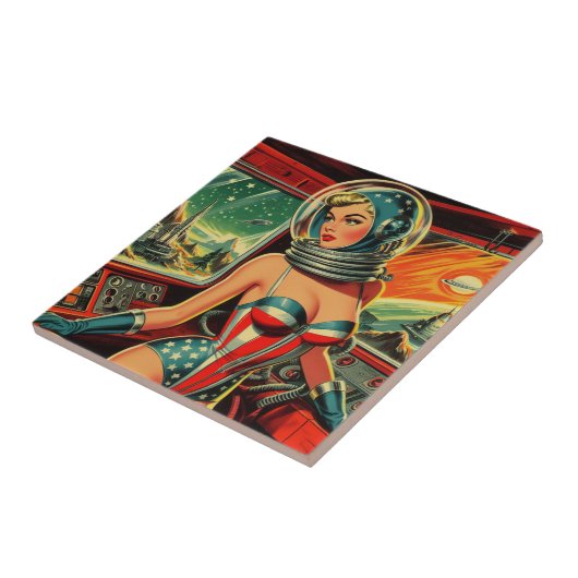 レトロ宇宙飛行士少女 タイル (側面)