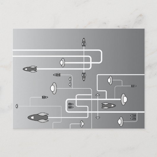 レトロ宇宙飛行 ポストカード (正面)