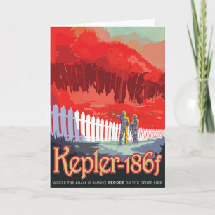 レトロ宇宙Kepler-186fのポスター。 カード