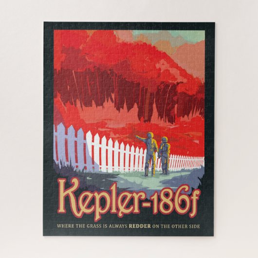 レトロ宇宙Kepler-186fのポスター。 ジグソーパズル (縦)