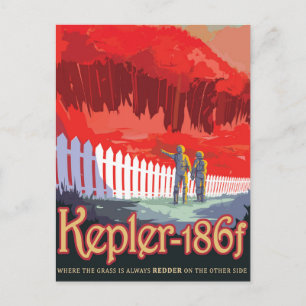 レトロ宇宙Kepler-186fのポスター。 ポストカード