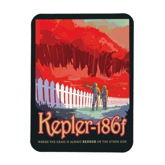 レトロ宇宙Kepler-186fのポスター。 マグネット (縦)