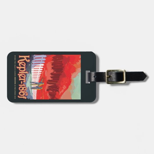 レトロ宇宙Kepler-186fのポスター。 ラゲッジタグ (正面横)