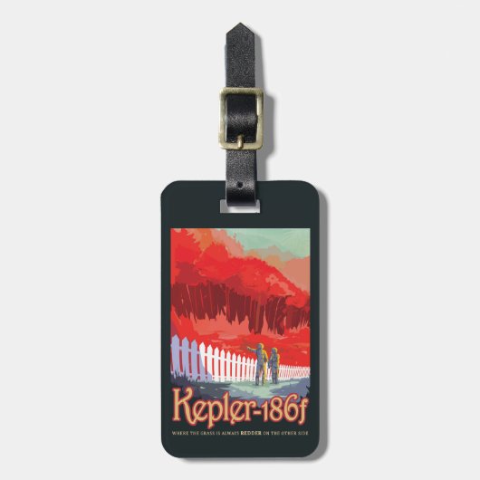レトロ宇宙Kepler-186fのポスター。 ラゲッジタグ (正面縦)