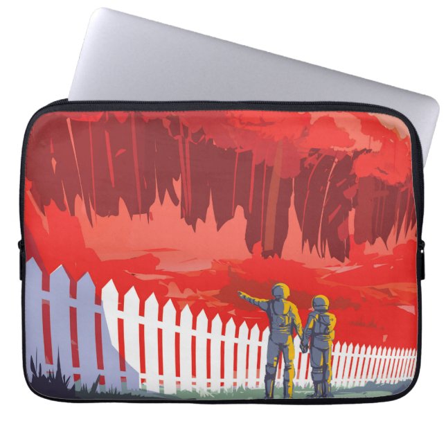 レトロ宇宙Kepler-186fのポスター。 ラップトップスリーブ (正面)