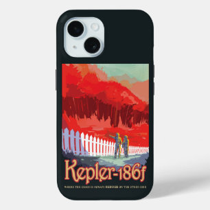 レトロ宇宙Kepler-186fのポスター。 iPhone 15ケース