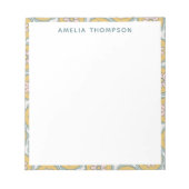 レトロ宝曼荼羅花柄パーソナライズされた ノートパッド (正面)