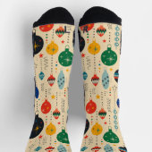 レトロ実在ラブリーオーナメントパターンBeige Orange ソックス (上部)
