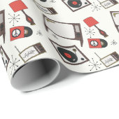 レトロ家庭デザインの包装紙。 ラッピングペーパー (ロールコーナー)