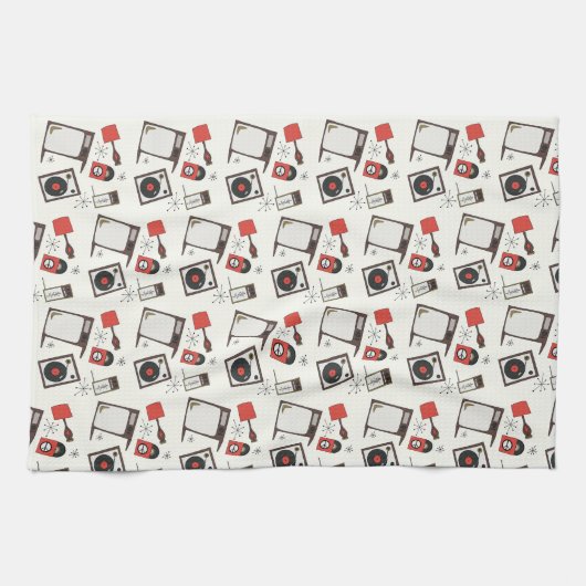 レトロ家庭デザイン キッチンタオル (横)