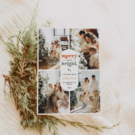 レトロ家族の写真クリスマス シーズンカード