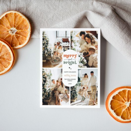 レトロ家族の写真クリスマス シーズンポストカード