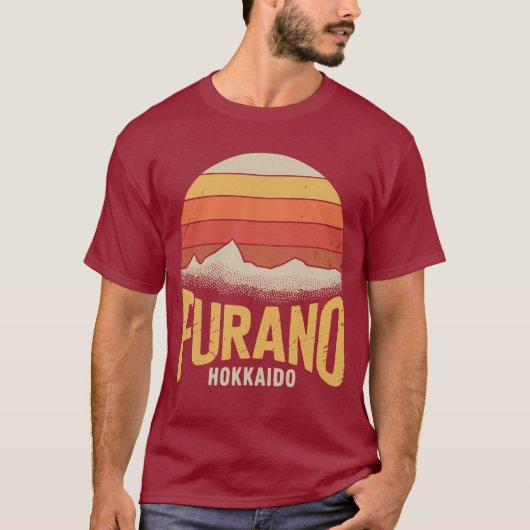 レトロ富良野北海道日本ビンテージサンセット Tシャツ (正面)