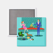 レトロ対とドッグマグネット マグネット (正面/裏面)