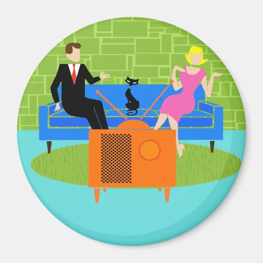 レトロ対と猫マグネット マグネット (正面)