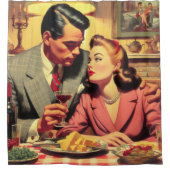 レトロ対イラストレーション シャワーカーテン (正面)