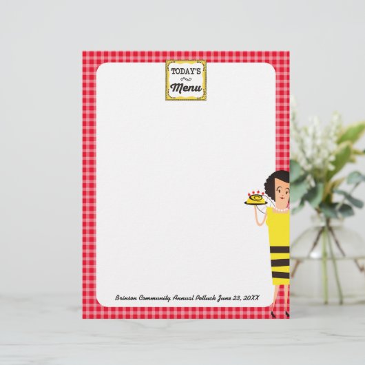 レトロ専業主婦シェフビーホームスタイルメニューのレターヘッド (スタンド正面)