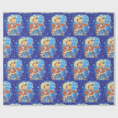 レトロ小さなカウボーイとロープメリークリスマス ラッピングペーパー (フラット)