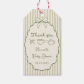 レトロ小さな抹茶の赤ちゃんシャワー ギフトタグ (正面)