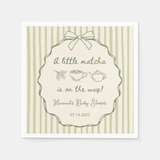 レトロ小さな抹茶の赤ちゃんシャワー スタンダードカクテルナプキン (正面)
