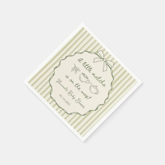 レトロ小さな抹茶の赤ちゃんシャワー スタンダードカクテルナプキン (角)